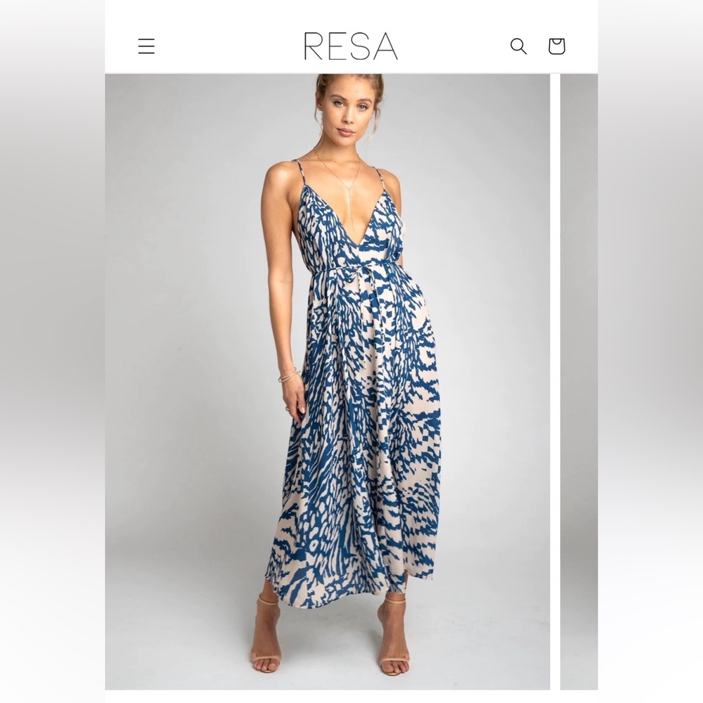 RESA Blue and Cream Maxi Dress